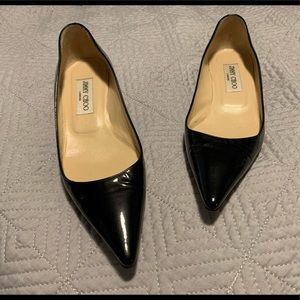 Gently worn Jimmy Choo black patent kitten heels 6